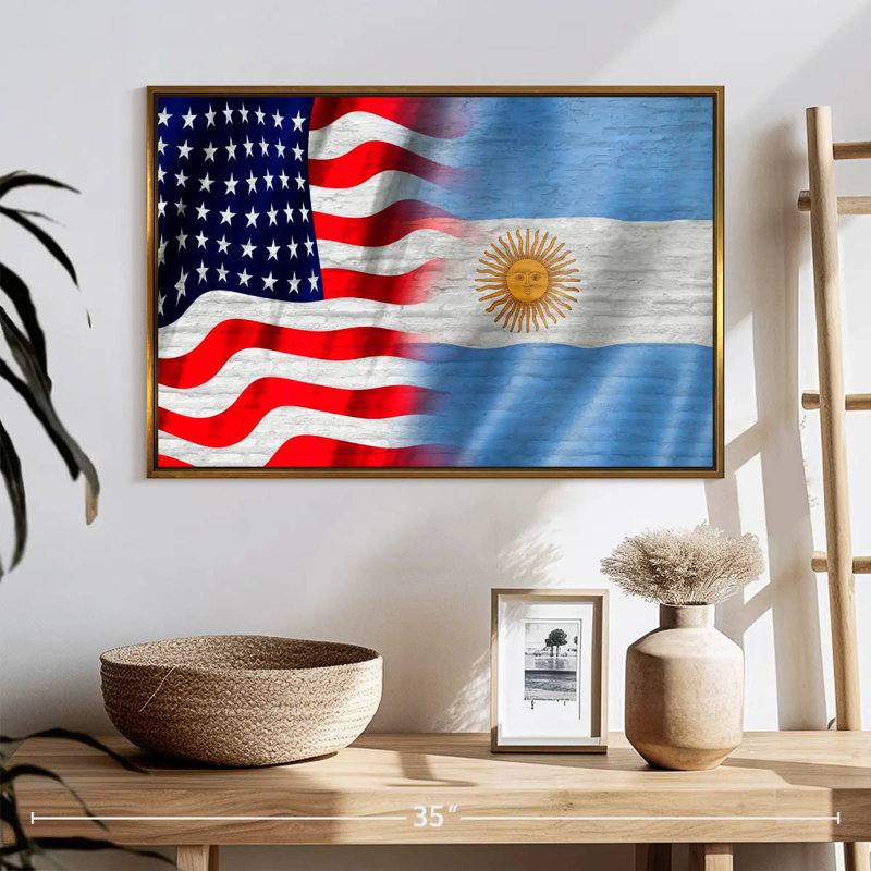 États-Unis et l'Argentine Molesley, Cadre flottant doré, 25 po x 17 po