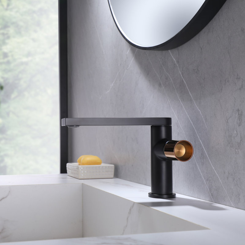 Robinet de salle de bain monotrou monté, Noir mat