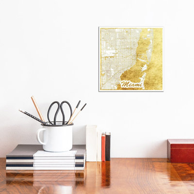 Miami Leaf Urban Blueprint Map by Hubert Roguski - Wrapped Canvas Print