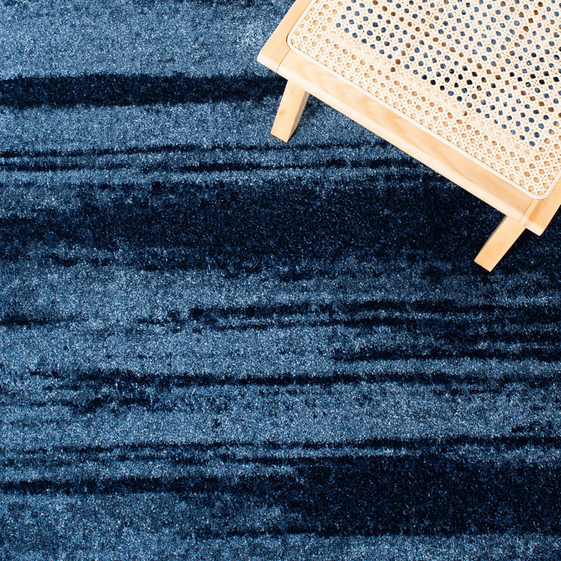 Tapis abstrait Socorro, Blue, Carré 6 pi