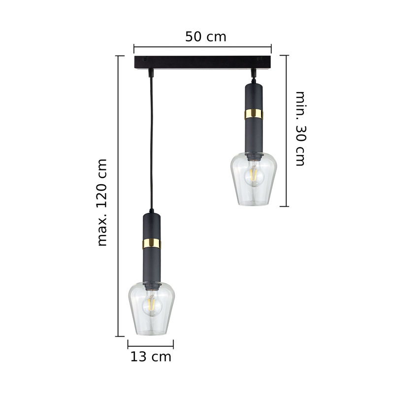 Damia 2 - Light Kitchen Island Pendant, Black/Gold