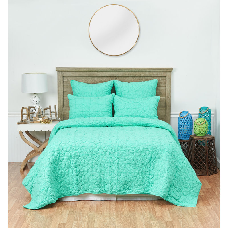 Melody Bedding Collection Mara Cotton Standard Sham, Euro, Cool Aqua