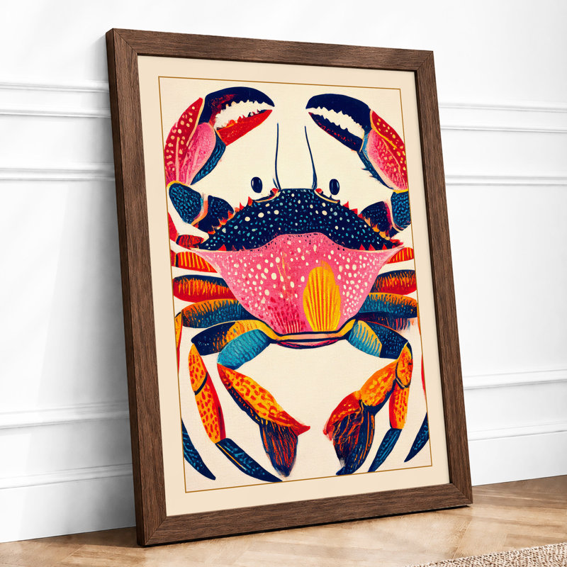 Coral Crab Geometric - Print, A3 - 42.0 x 29.7 cm, Walnut