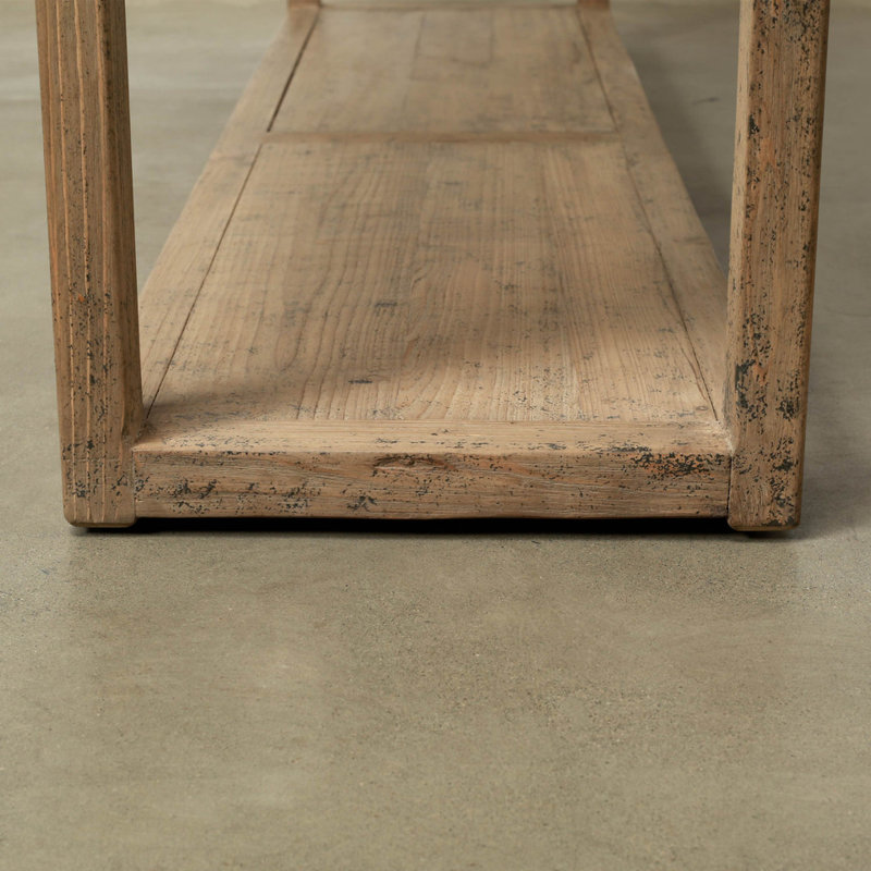 Three Drawers Console Table Weathered Natural with Distressed Gray