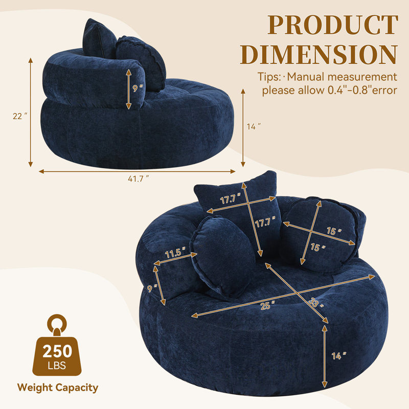 Fauteuil de compression à profil bas 42 po, Marine, No