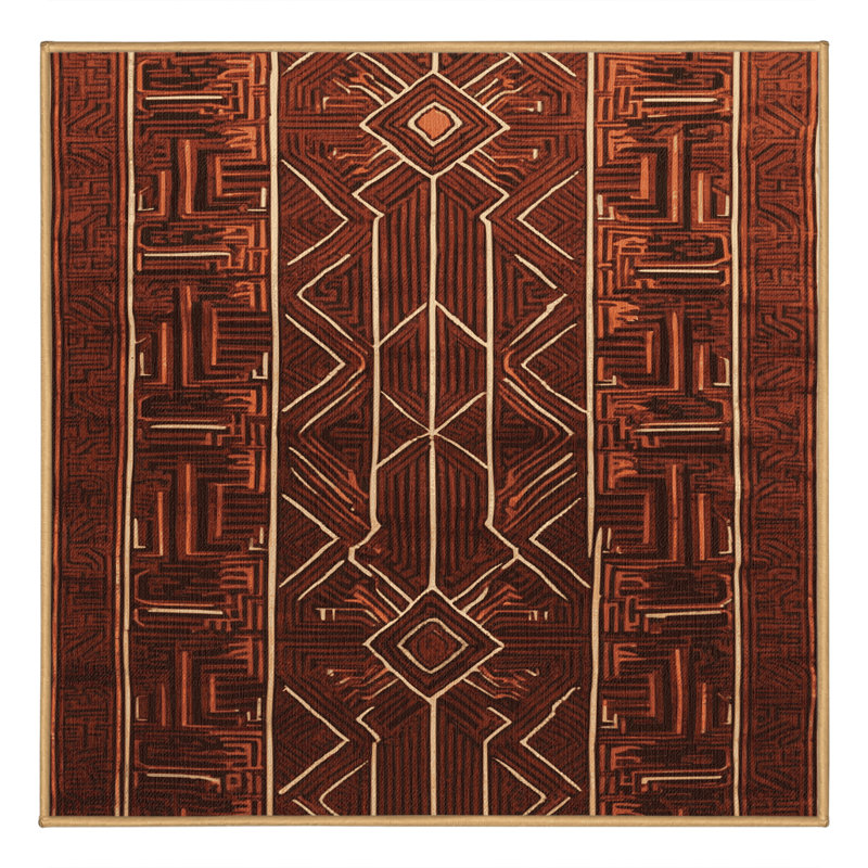 Tapis art déco brun lavable à la machine, Carré 6 pi