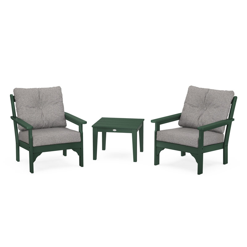 Vineyard 3-Piece Deep Seating Set, Grey Mist, Green