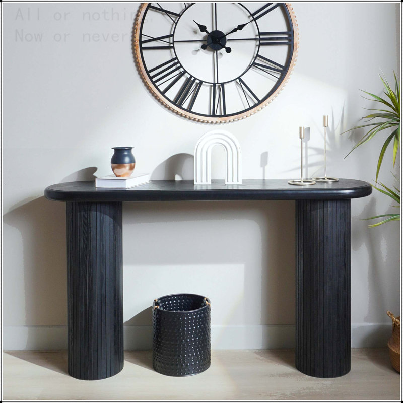 Wood Console Table with Fluted Entryway Design