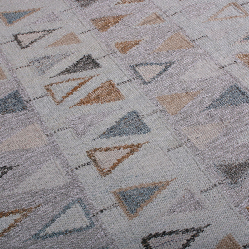Rug & Kilim’S Scandinavian Style Geometric Purple And Blue Wool Kilim Rug, Rectangle 10' x 14'
