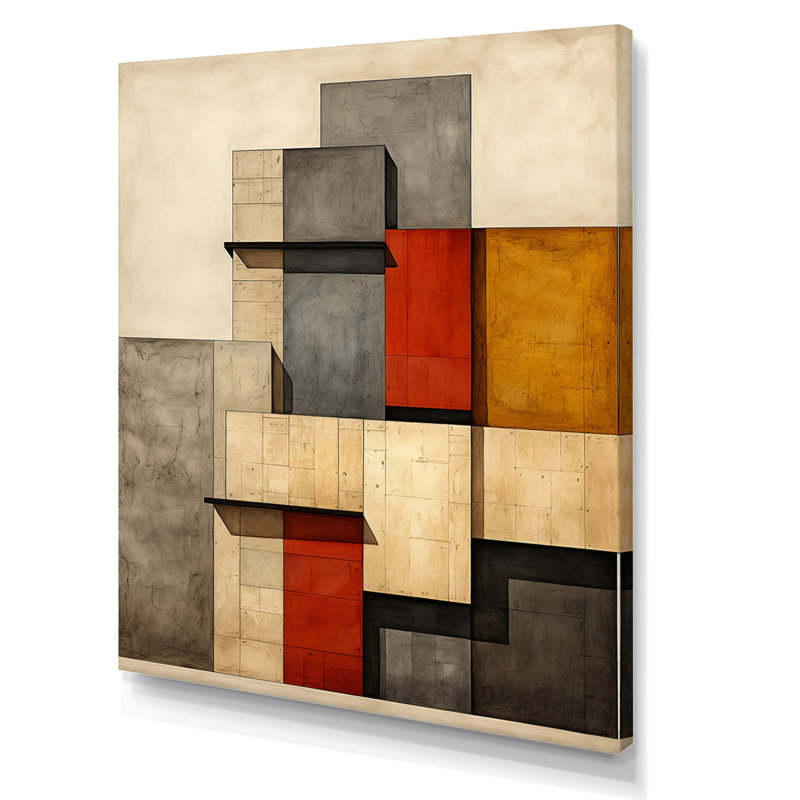 «Simplicity Of Beauty Vintage Abstract I», art mural moderne sur toile géométrique, Toile tendue, H 32 po x l 24 po