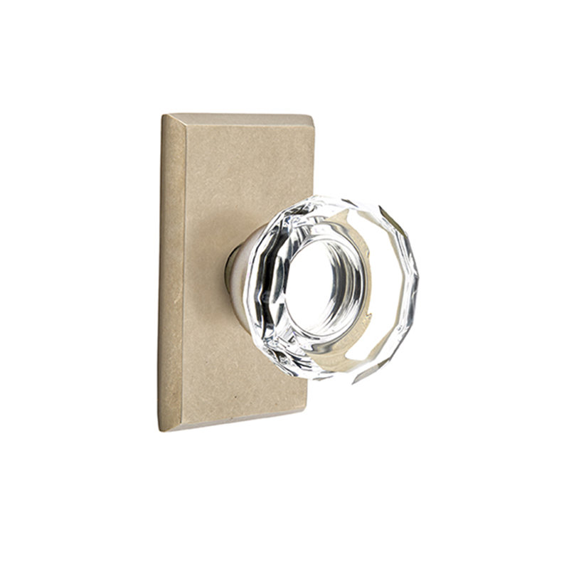Ensemble de boutons d'intimité Emtek avec rosette et bouton en verre Sandcast # 3, Cascade bronze blanc