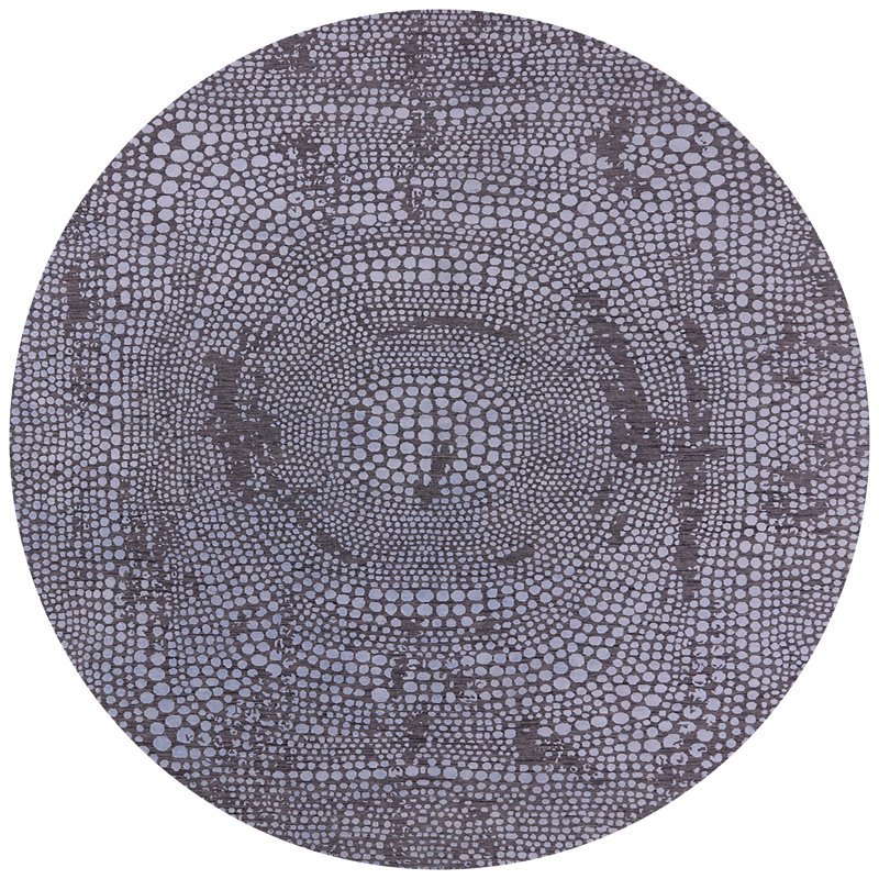 Tapis mauve à motif abstrait Grawn, Rond 4 pi
