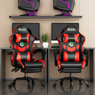 Fauteuil de jeu czlolo, fauteuil de bureau ergonomique, avec repose-pieds et support lombaire, fauteuil de jeu inclinable à dossier haut