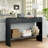 47.3" Modern Console Table with 3 Drawers & Open Shelf, Natural Wood Grain Finish, Black Entryway & Hallway Table-1448977095