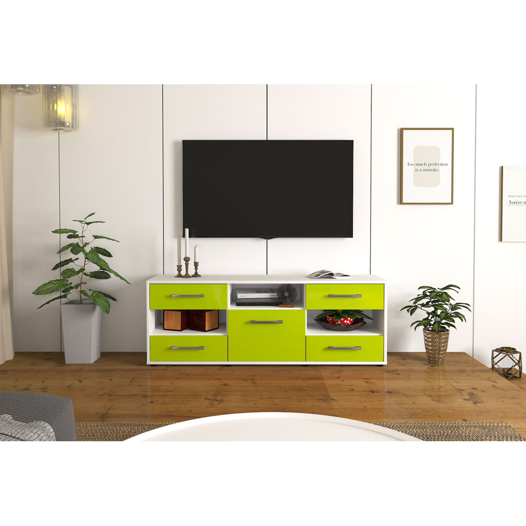 TV-Ständer Natiley, Farbe: Mint/Weiß, Freistehend/Metallgriffe, Größe: 92x49x35 cm