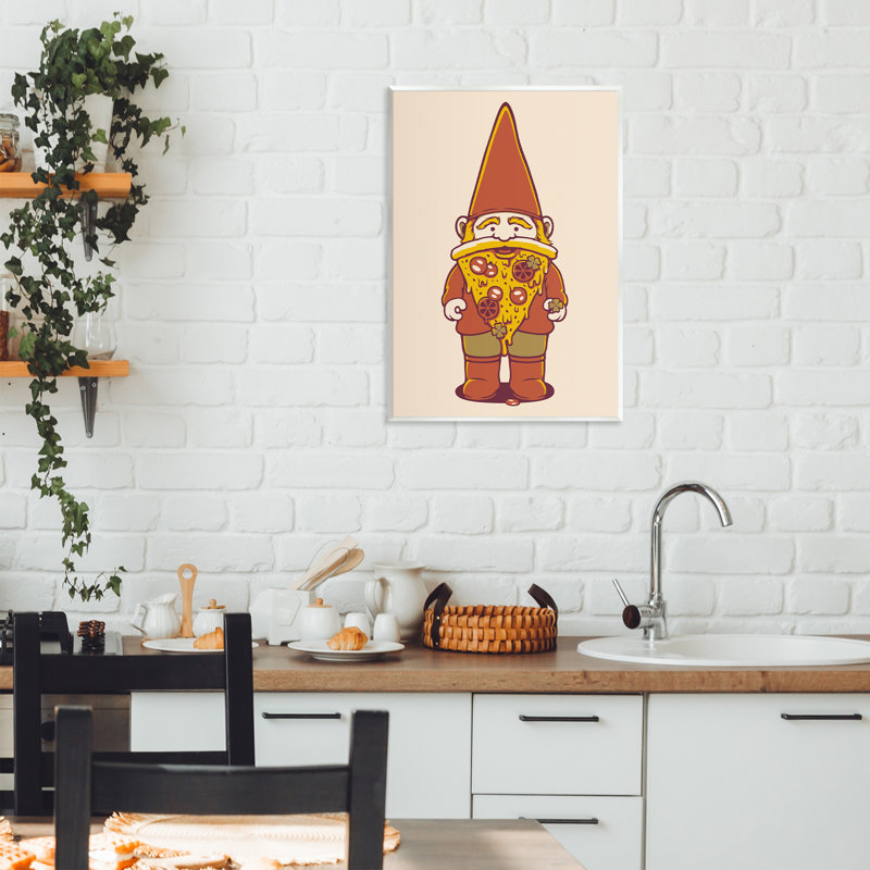 Plaque murale Happy Pizza Gnome, design par Tobe Fonseca, H 19 po x l 13 po