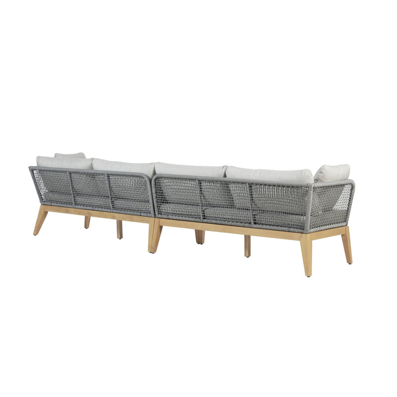 Malyna 128.35'' Wide Rectangle with Cushions, Gray
