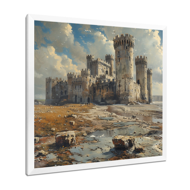 Impression d'art mural gris et blanc majestueux Forteresse I - Forteresses, Toile encadrée blanche avec une seule photo
