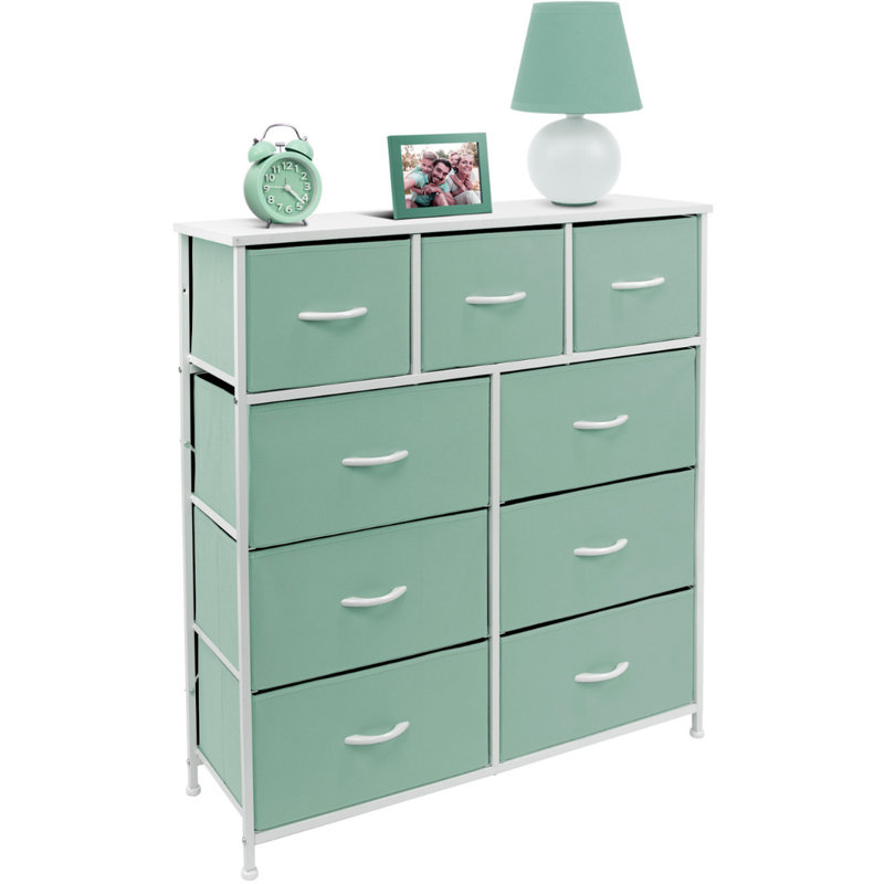 Commode 9 tiroirs - Bleu sarcelle, Vert/blanc