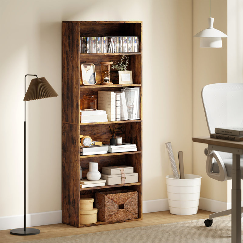 HOMCOM 6 Tier Bookshelf Freestanding 60 x 24 x 158.5, Rustic Brown