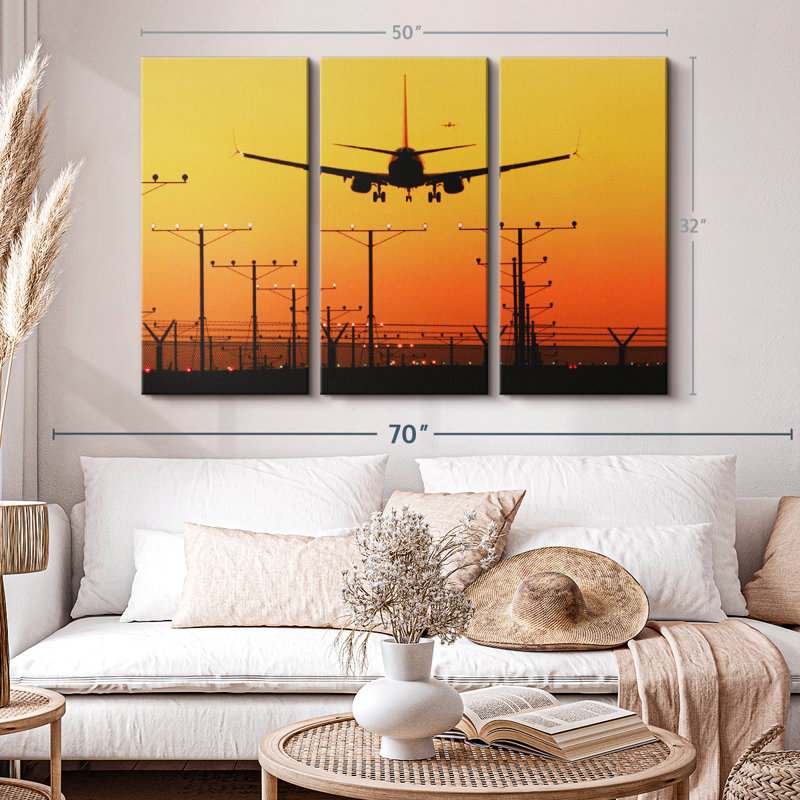 " Airport Landing Silhouette ", 32" H x 50" W x 1.25" D