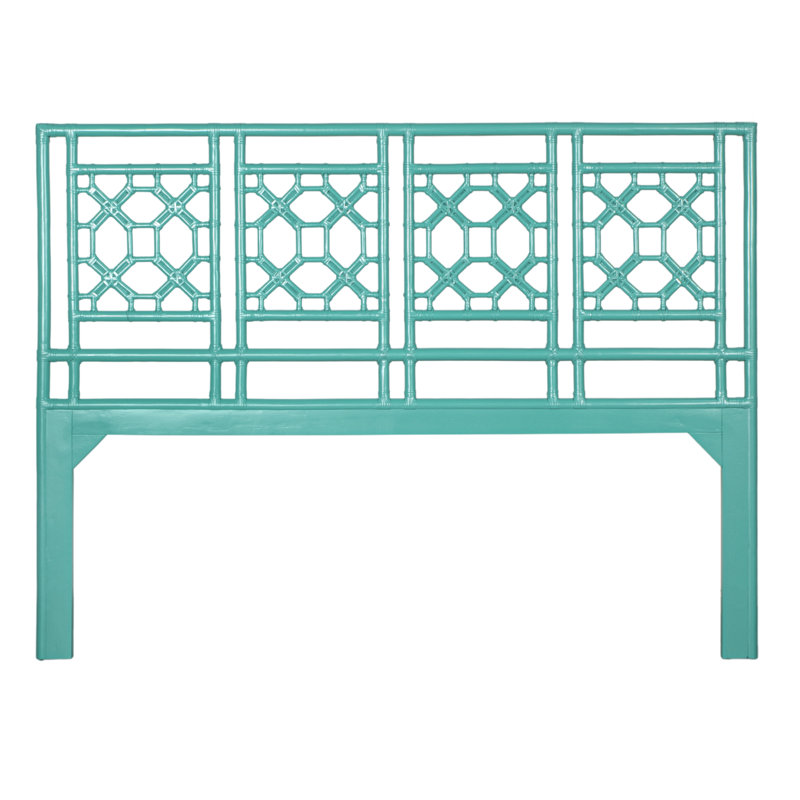 Rattan Open-Frame Headboard, King, Turquoise