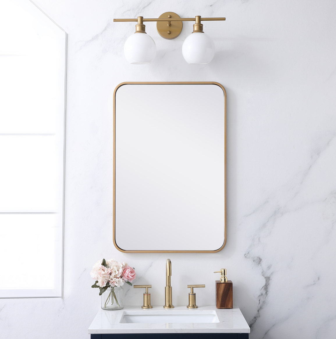 Sabine Accent Mirror, Brass, 30" x 20"