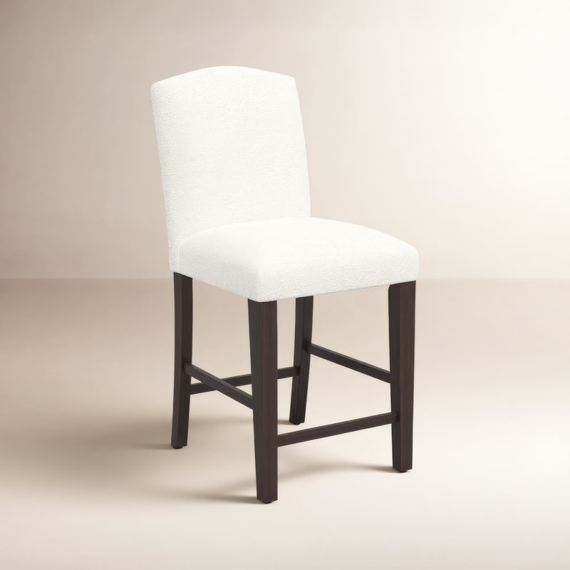 Tabouret de bar et de comptoir April, Tabouret de comptoir (siège d'une hauteur de 26 p, Boucle neige classique, Bois noir