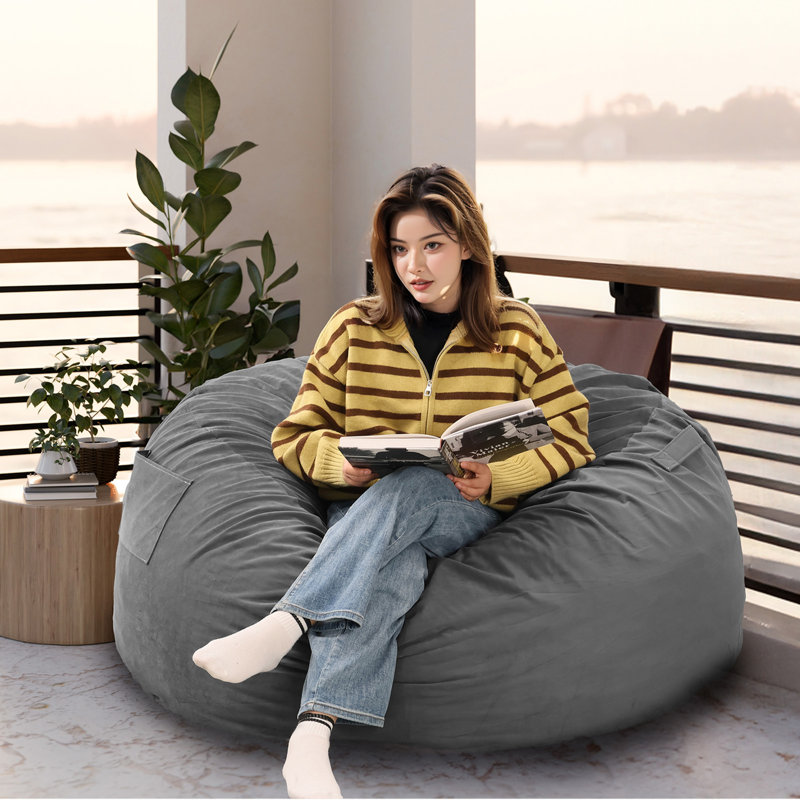 Fauteuil à billes Ester, H 22 po x l 36 po x P 36 po, Gris foncé