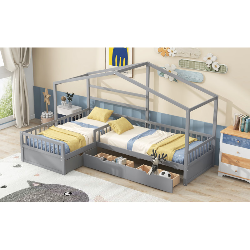 Lit plateforme simple avec trois tiroirs de rangement