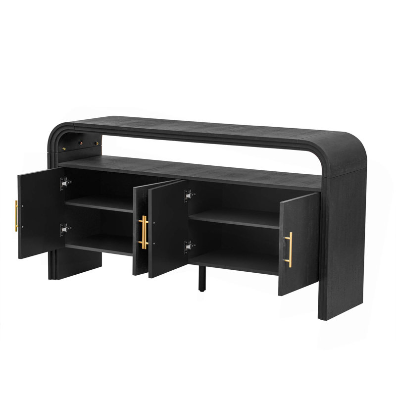 Élégant buffet avec placage de sapin traité, convient au vestibule, au couloir, au salon, au vestibule, au couloir, Noir