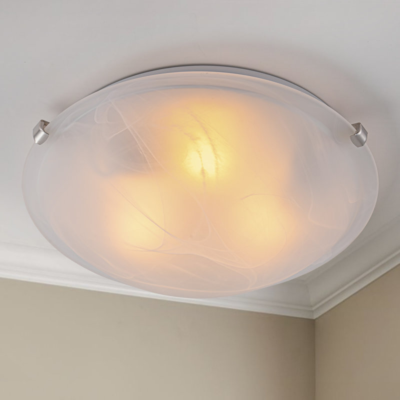 12 In. Brushed Nickel Flush Mount Ceiling Light With Alabaster Glass (6-pack), Brushed Nickel