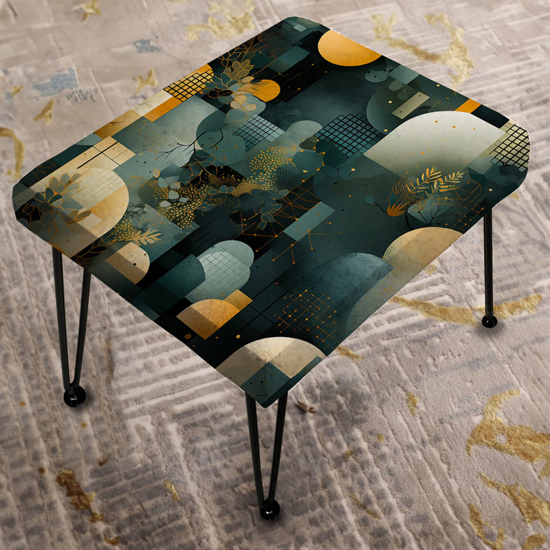 Motif géométrique béton vert et jaune - Repose-pieds rectangulaire géométrique