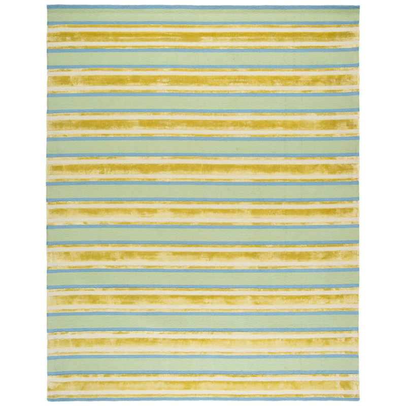 Tapis rayé orange / vert Iosif, Rectangle 8 pi x 10 pi