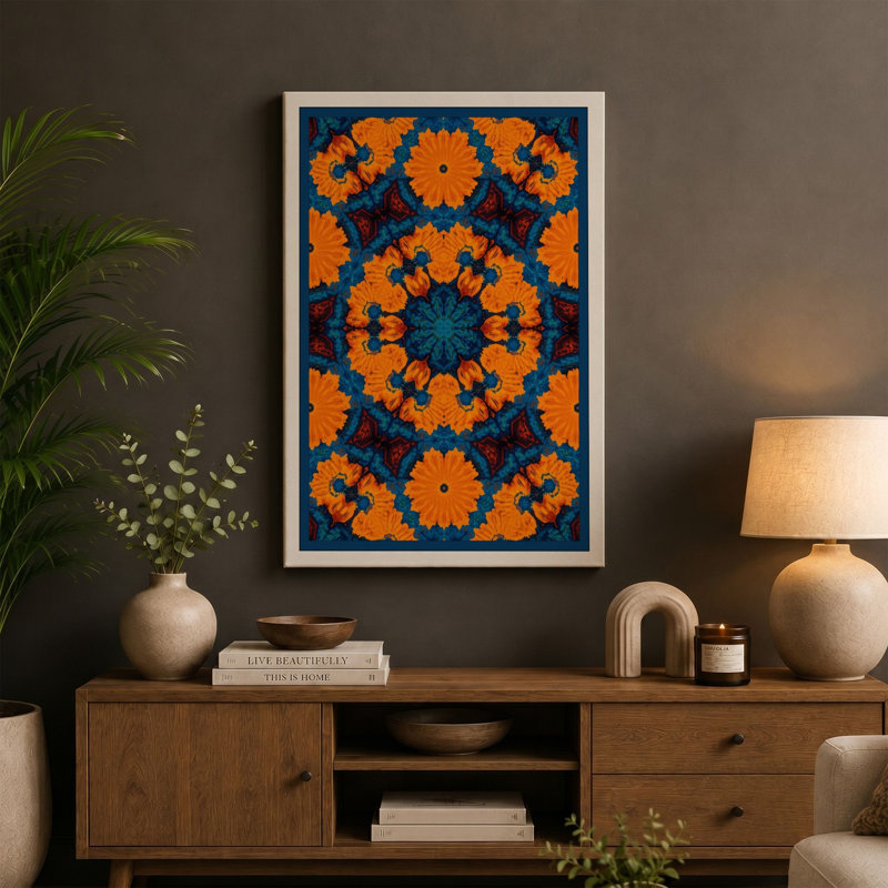 Medallion Geometric - Wrapped Canvas, Cream Border, 30x20 - 76.2 x 50.8 cm