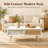 41.3" Rectangular Engineered Wood Coffee Table with Rattan Sliding Door, White/Oak-1171442975