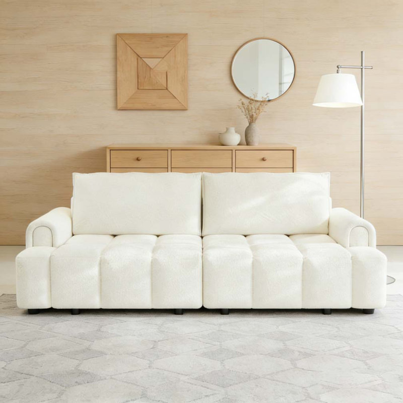 Canapé 90,2 po 4 places, Beige et blanc