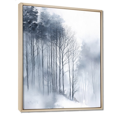 Winter Fog Wall Art, Grey Forest Canvas, Winter Fog Forest Grey And White Landscape