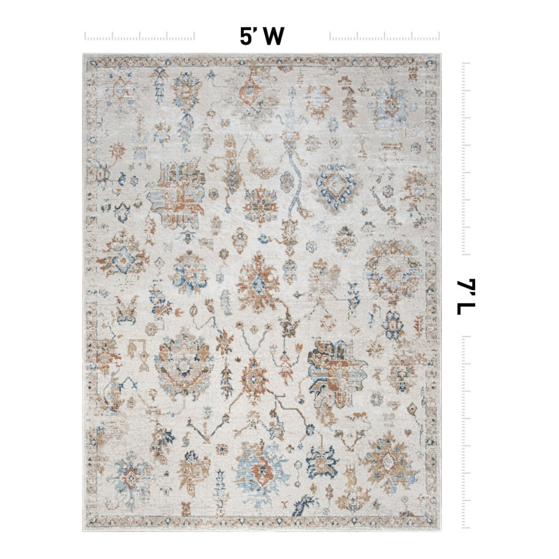 Rectangle Mazyah Area Rug with Non-Slip Backing, Rectangle 5 pi 3 po x 7 pi 3 po