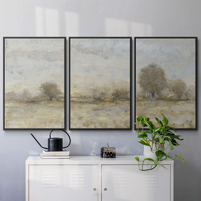 «Late Harvest I», reproduction sur toile 3 pièces, Cadre noir, H 40 po x l 78 po x P 2 po