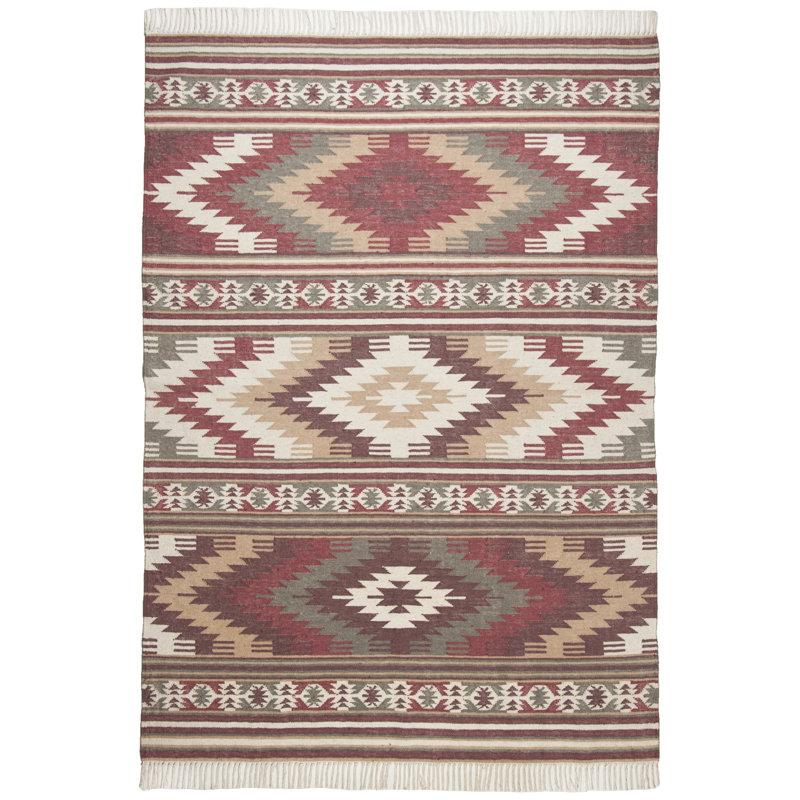 Kelim Colors Southwestern Wool Hand Woven Area Rug, Rectangular 160 x 230 cm