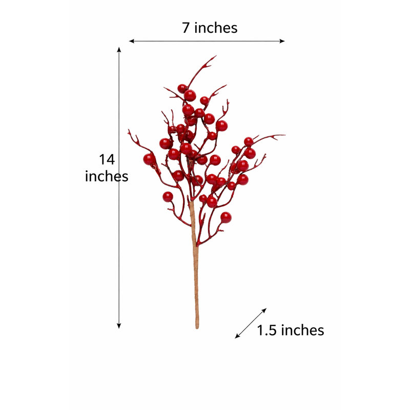 Ensemble de 3 baies artificielles rouges 12 po, ensemble de 3, Red