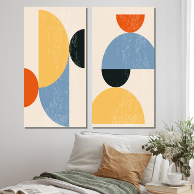 Minimal 20S Bauhaus Geometric III - ensemble de 2 peintures