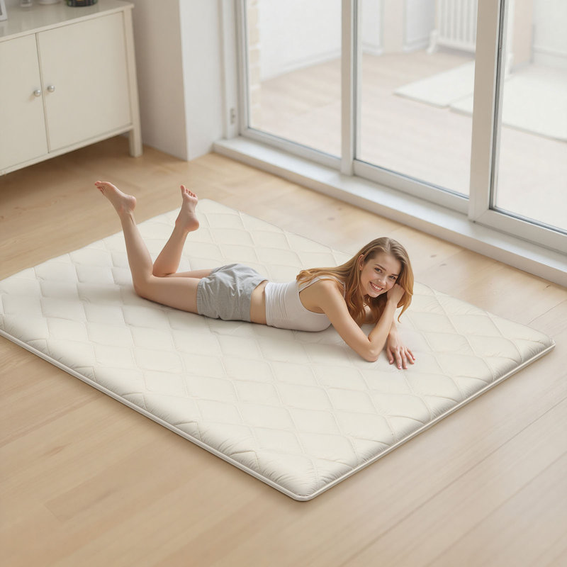 Japanese Tatami Mat, Queen Size Foldable Japanese Tatami Mattress, Futon Mattress with Storage Bag & Fastener, 9-Layer Floor Mat for Sleeping, Dormitory, Meditation, Yoga, 80 x 60 x 2.5 in, White