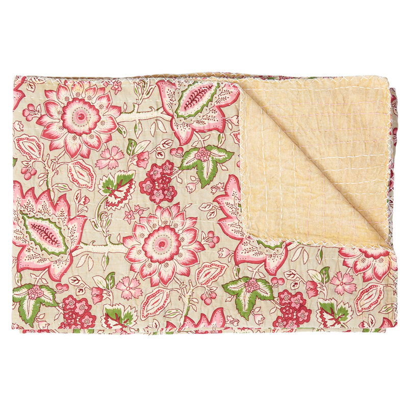 Kantha Quilted Throw Blanket