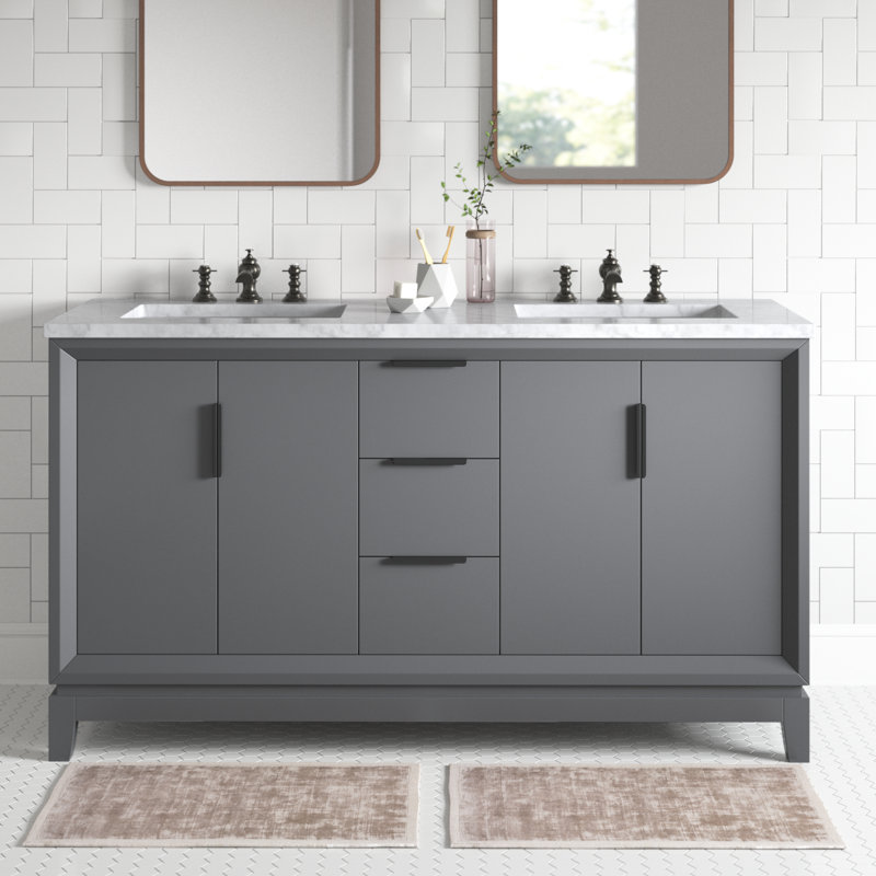 Alexann Marble Countertop Bath Vanity, Cashmere Gray, Standard
