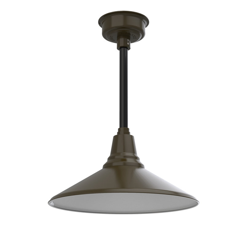 Luminaire suspendu à cône simple 1 lumière Albali, Bronze acajou, H 48 po x l 18 po x P 18 po
