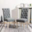 Salle à manger moderne 5 - table croisée noire et 4 chaises confortables attrayantes: chaises rondes en bois, gris-1128868072
