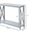 Présentoir à deux niveaux, table basse d'appoint avec tablette de rangement en forme de X, idéale pour les entrées, les salons et les couloirs, gris