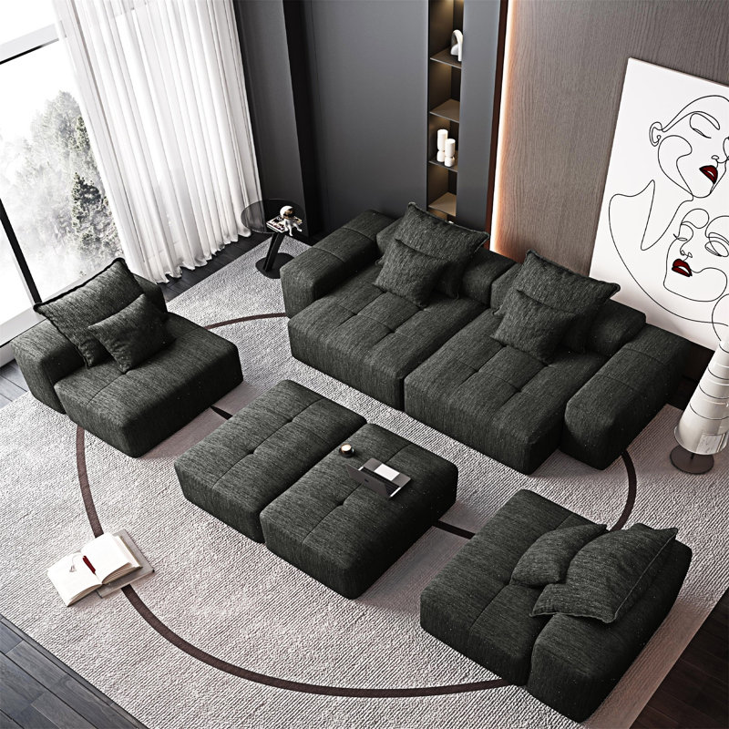 Canapé modulaire Boneless, Chenille noir